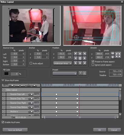 Video Layout with Keyframes - Click to Enlarge